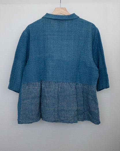 teela shirt  薄藍織りもよう