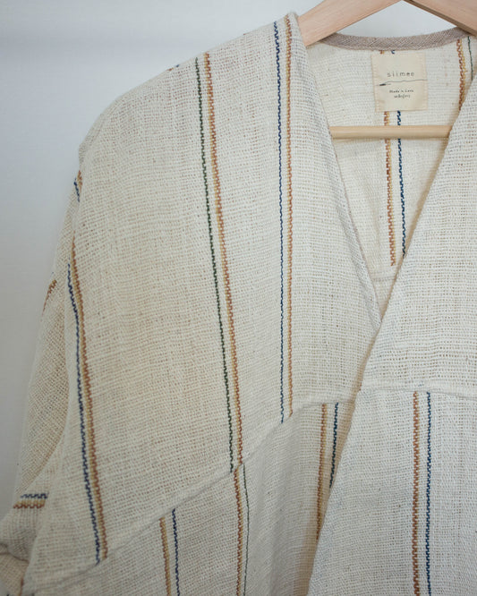 yula haori jacket 生成りの彩りストライプ